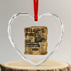 Vintage Rosa Parks Heart Crystal Glass Ornament Groovy Black History Month TS12 Transparent Glass 3'' Heart Print Your Wear
