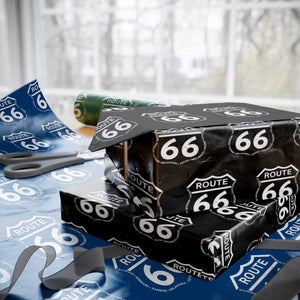 Vintage Route Highway 66 Road Trip Wrapping Paper Roll Mother Road All States TS12 Black Print Your Wear