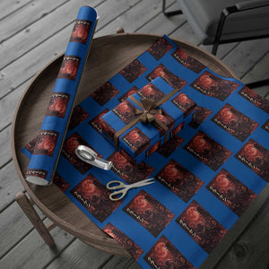 Vintage Sea Monster Wrapping Paper Roll Horror Japanese Octopus Mythology Temple Red Moon TS10 Blue Print Your Wear