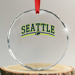 Vintage Seattle Pride Retro Varsity Athletic Style Graphic Crystal Glass Ornament Game Day Sports Fan