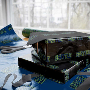 Vintage Seattle Wrapping Paper Roll Classic Print Retro Varsity TS10 Black Print Your Wear