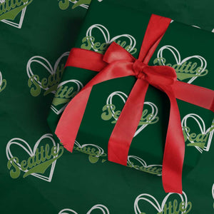 Vintage Seattle Wrapping Paper Roll Classic Print Retro Varsity Love Heart Graphic TS10 Green Print Your Wear