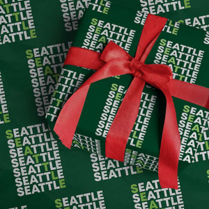 Vintage Seattle Wrapping Paper Roll Sports Lover Washington City TS10 Green Print Your Wear
