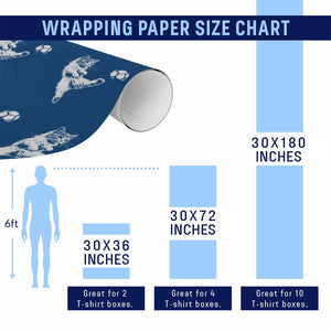 Vintage Sketch Soccer Cat Graphic Wrapping Paper Roll Kitten Kicking Football Sports Lover TS02 Print Your Wear
