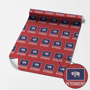 Vintage State of Wyoming Flag Bison Cheyenne Jackson Hole Wrapping Paper Roll TS11 Red Print Your Wear