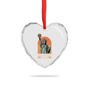 Vintage Statue Of Liberty Basketball Heart Crystal Glass Ornament Champions 2026 New York Fan Gift