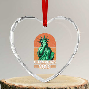 Vintage Statue Of Liberty Champions 2026 Heart Crystal Glass Ornament New York Pride