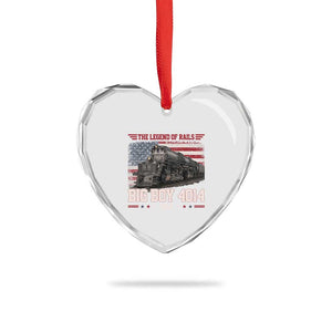 Vintage Steam Locomotive Heritage Heart Crystal Glass Ornament The Legend of Rails American Flag