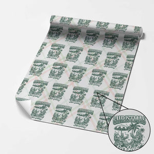 Vintage Summer Christmas Bigfoot Couple Wrapping Paper Roll Tropical Xmas Graphic