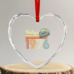 Vintage Sunset 1976 Retro Cassette Heart Crystal Glass Ornament Mechanical Dial Tech Nostalgia 50th Birthday TS02 Transparent Glass 3'' Heart Print Your Wear