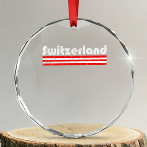 Vintage Switzerland Retro Distressed Graphic Crystal Glass Ornament Patriotic Swiss Heritage Pride Souvenir TS02 Transparent Glass 3'' Circle Print Your Wear