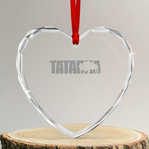 Vintage Tatanka Bison Heart Crystal Glass Ornament Native American Buffalo Graphic