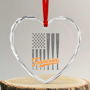 Vintage Tennessee Heart Crystal Glass Ornament Retro Classic TN Orange Print Retro Baseball American US Flag