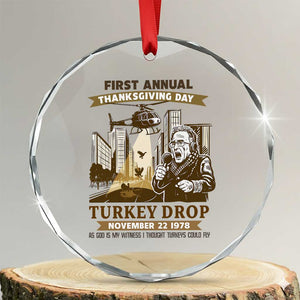 Vintage Thanksgiving Turkey Drop Crystal Glass Ornament Funny 1978 Helicopter Scene Classic TV Moment TS02 Transparent Glass 3'' Circle Print Your Wear