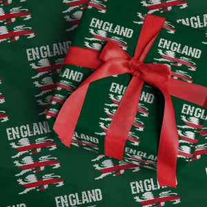 Vintage Three Lions England Pride Wrapping Paper Roll Patriotic Soccer British Football Fans