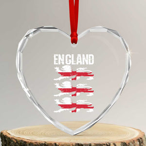 Vintage Three Lions England Pride Heart Crystal Glass Ornament Patriotic Soccer British Football Fans