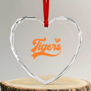 Vintage Tiger Heart Crystal Glass Ornament Varsity Name Script Vintage Sports Jersey Style TS10 Transparent Glass 3'' Heart Print Your Wear