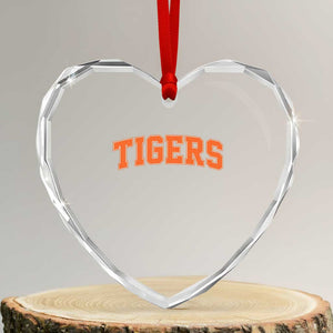 Vintage Tiger Heart Crystal Glass Ornament Varsity Name Vintage Sports Jersey Style TS10 Transparent Glass 3'' Heart Print Your Wear