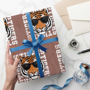Vintage Tigers Wrapping Paper Roll Vintage Sports Inspirational Athletic Name TS10 Mocha Print Your Wear