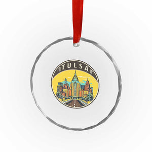 Vintage Tulsa Oklahoma Cityscape Pride Crystal Glass Ornament TS12 Print Your Wear