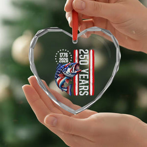 Vintage USA 250th Anniversary Bass Fishing Patriotic Gift Heart Crystal Glass Ornament TS12 Print Your Wear