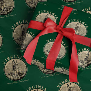 Vintage Virginia Motto Sic Semper Tyrannis Wrapping Paper Roll TS14 Green Print Your Wear