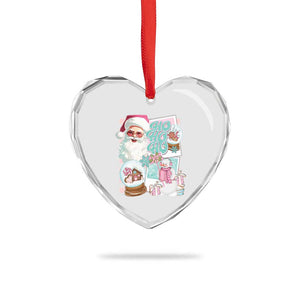 Vintage Xmas Heart Crystal Glass Ornament Pink Santa Claus Ho Ho Ho TS09 Print Your Wear