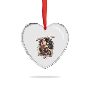 Vintage Xmas Santa Riding Motorcycle Heart Crystal Glass Ornament Santa's Little Rebel Rider Vintage TS09 Print Your Wear