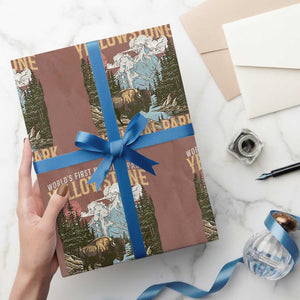 Vintage Yellowstone National Park Wrapping Paper Roll Retro Nature Wildlife Outdoor Hiking Camping Forest TS10 Mocha Print Your Wear