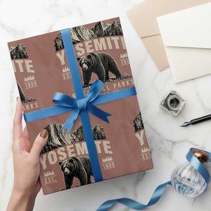 Vintage Yosemite National Park Wrapping Paper Roll Retro Bear Nature Wildlife Forest TS10 Mocha Print Your Wear