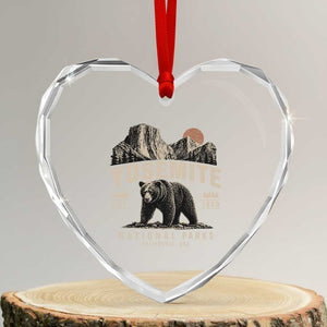 Vintage Yosemite National Park Heart Crystal Glass Ornament Retro Bear Nature Wildlife Forest TS10 Transparent Glass 3'' Heart Print Your Wear