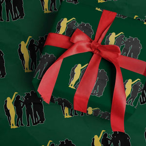 Viral Basketball Pointing Huddle Wrapping Paper Roll Funny Women Sports Culture Meme Yellow Silhouette Graphic TS02 Green Print Your Wear