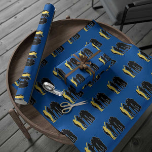 Viral Basketball Pointing Huddle Wrapping Paper Roll Funny Women Sports Culture Meme Yellow Silhouette Graphic TS02 Blue Print Your Wear