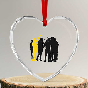 Viral Basketball Pointing Huddle Heart Crystal Glass Ornament Funny Women Sports Culture Meme Yellow Silhouette Graphic TS02 Transparent Glass 3'' Heart Print Your Wear