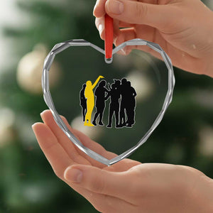 Viral Basketball Pointing Huddle Heart Crystal Glass Ornament Funny Women Sports Culture Meme Yellow Silhouette Graphic TS02 Print Your Wear