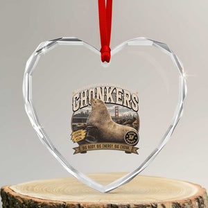 Viral Chonkers San Francisco Sea Lion Heart Crystal Glass Ornament Retro Pier 39 Fisherman's Wharf Souvenir