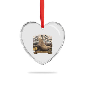 Viral Chonkers San Francisco Sea Lion Heart Crystal Glass Ornament Retro Pier 39 Fisherman's Wharf Souvenir