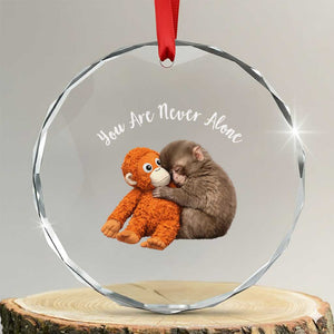Viral Punch Monkey Crystal Glass Ornament Cute Baby Monkey With Plush Toy Animal Lovers TS10 Transparent Glass 3'' Circle Print Your Wear
