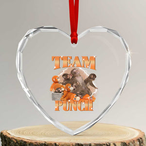 Viral Punch Monkey Heart Crystal Glass Ornament Cute Baby Monkey With Plush Toy Meme TS14 Transparent Glass 3'' Heart Print Your Wear