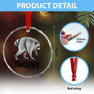 Viral Seattle Jimothy the Raccoon Crystal Glass Ornament Vintage Trash Panda Meme Graphic