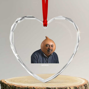 Viral Sonion Surreal Meme Heart Crystal Glass Ornament Funny Crying Onion Man Aesthetic Joke