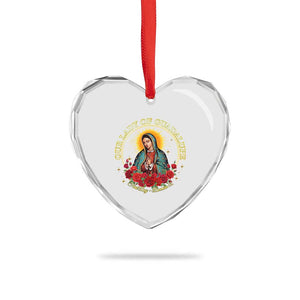 Virgen De Guadalupe Catholic Heart Crystal Glass Ornament Our Lady Of Guadalupe TS14 Print Your Wear