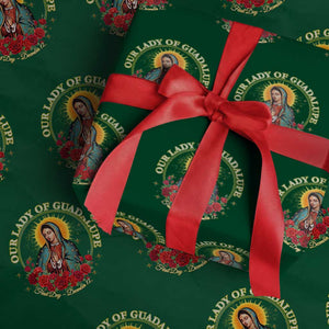 Virgen De Guadalupe Catholic Wrapping Paper Roll Our Lady Of Guadalupe TS14 Green Print Your Wear