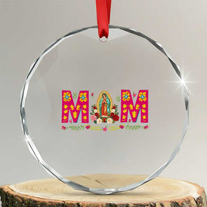 Virgen de Guadalupe Crystal Glass Ornament Mexican Heritage Mom Mother’s Day Gift TS14 Transparent Glass 3'' Circle Print Your Wear