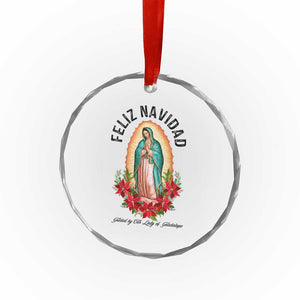 Virgin Mary Feliz Navidad Crystal Glass Ornament Our Lady Virgen De Guadalupe TS14 Print Your Wear
