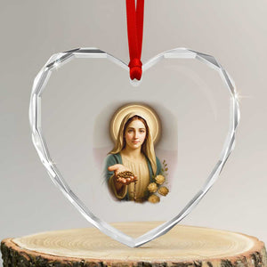 Virgin Mary Maria Heart Crystal Glass Ornament Catholic Christian Faith TS14 Transparent Glass 3'' Heart Print Your Wear