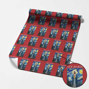 Virgin Mary Starry Night Wrapping Paper Roll Mother of Christ Catholic TS14 Red Print Your Wear