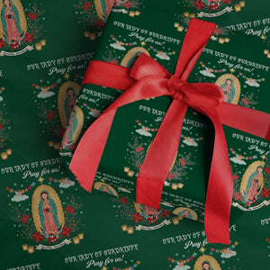 Virgin Mary Wrapping Paper Roll Our Lady Of Guadalupe Pray For Us TS14 Green Print Your Wear