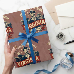 Virginia 250 Years of Freedom Wrapping Paper Roll George Washington Patriotic State Pride Est. 1776 TS02 Mocha Print Your Wear