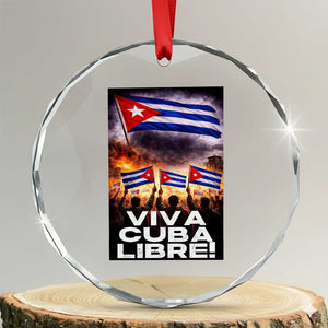 Viva Cuba Libre Crystal Glass Ornament Cuban Freedom Protest TS12 Transparent Glass 3'' Circle Print Your Wear